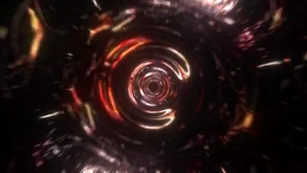 Abstract Gold Red Psychedelic Spin Futuristic Pattern Vortex Tunnel Loop — Stock Video