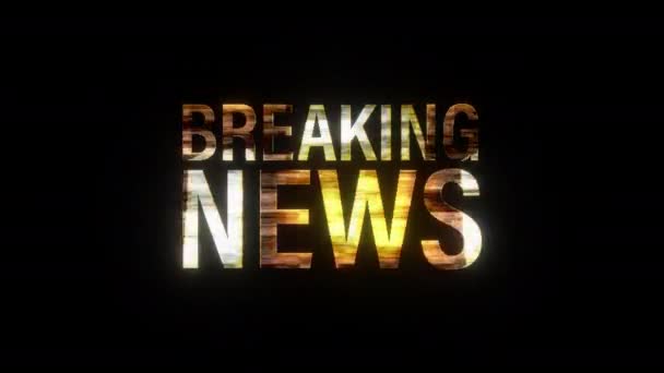 Breaking News Gold Shine Light Text Word Mit Glitch Text — Stockvideo