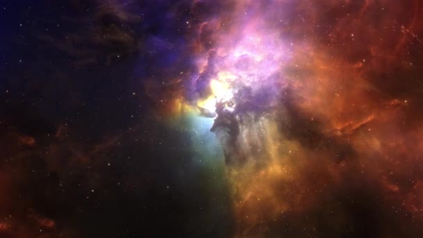 发光的泻湖星云空间飞行探索 3D科学背景飞行进入了射手座中巨大的星际云 泻湖星云 Lagoon Nebula Nasa图像提供的元素 — 图库视频影像