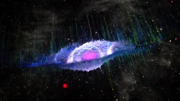 4K三维抽象空间场景神秘的眼状星云与流星雨和宇宙中的尘埃 科幻片背景下的空间探索场景 神秘占星术 — 图库视频影像