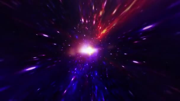 Абстрактно Синий Фиолетовый Гиперпространственный Червячный Туннель Через Пространственно Временной Вихрь — стоковое видео