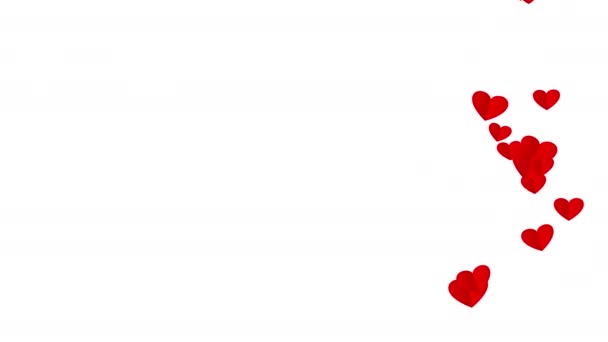 バレンタインデーのための赤いハートの動きグリーティングラブビデオ ロマンチックな背景のための空白のコピースペースを持つ白い背景に4Kロマンチックなループアニメーション 聖バレンタインデー 母の日 結婚式の日 — ストック動画