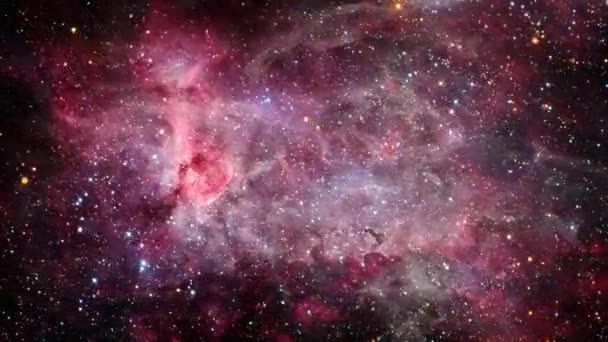 Nebulosa Gran Carina Ngc 3372 Vuelo Espacial Campo Estelar Exploración — Vídeo de stock