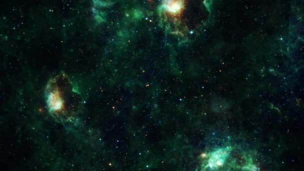 Βρόχο Σύμπαν Εξερεύνηση Του Διαστήματος Πετούν Αστρικό Πεδίο Και Νεφέλωμα — Αρχείο Βίντεο