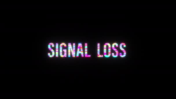 Signal Loss Kleurrijke Tekst Woord Flikkering Licht Animatie Lus Met — Stockvideo