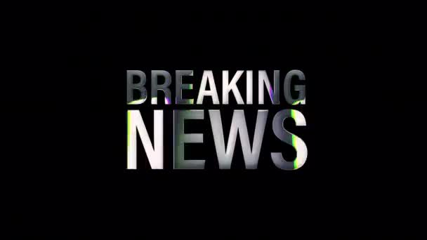 Breaking News Glitch Text Effect Silber Light Loop Animation Isoliert — Stockvideo