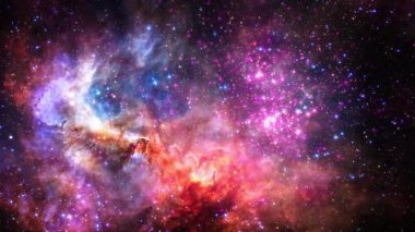 Uzay uçuşunun derin uzay keşfi Samanyolu 'ndaki Westerlund 2 kompakt genç yıldız kümesine gider. Westerlund 2 nebulasına 4K 3D bilim arkaplan araştırması. NASA görüntüsüyle döşenmiş.