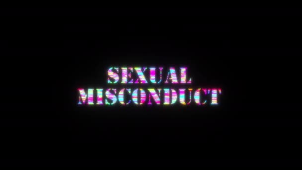 Sexual Misconduct Colorful Text Word Flicker Light Animation Loop Glitch — Stock Video