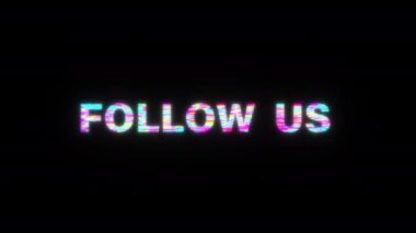 FOLLOW US rengarenk metin efekti titreşimli 3 boyutlu tüp animasyon döngüsü. 4K 3B pürüzsüz döngüleme Giriş için bizi takip et kinetik silindir hata efekti, boş kopya alanı olan başlık pankartı.