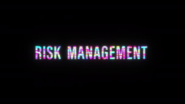 Risk Management Färgglada Glitch Texteffekt Tube Animation Loop Med Flimmer — Stockvideo