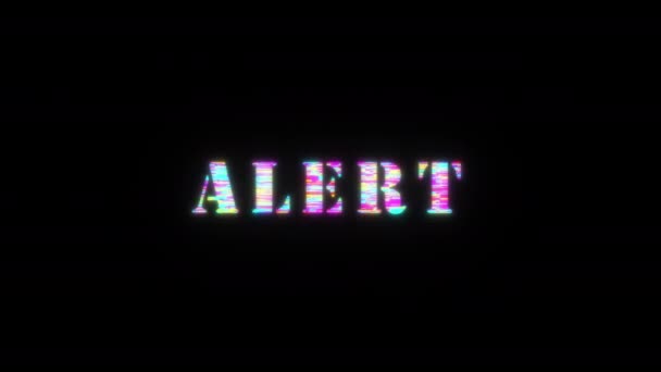 Alert Colorful Glitch Text Effect Flash Animation Loop Flicker Light — Stock Video