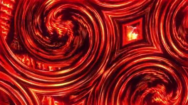 Abstract Tecnologia Futurista Arte Fractal Cores Ouro Vermelho Redemoinho Malha — Vídeo de Stock