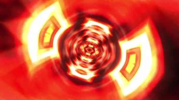 摘要无缝隙3D背景动画红色金光图形涡旋隧道镜头 太空旅行隧道的概念 无缝回路的动画 — 图库视频影像