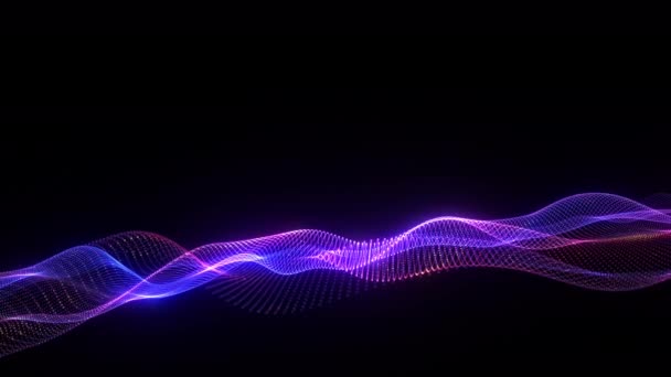 抽象的なメッシュのシームレスなループ輝く青ピンクのデジタル抽象的な豪華な輝く波粒子の流れの背景 デジタルデータフローの動きビッグデータの背景概念サイバーまたはテクノロジーの背景 — ストック動画