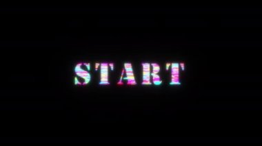 STAR renkli metin efekti 3D yanıp sönen ışık ile Flash animasyon döngüsü. Giriş için 4K 3D kusursuz döngü START kinetik silindir hata efekti elementi, boş kopya alanı olan başlık pankartı.