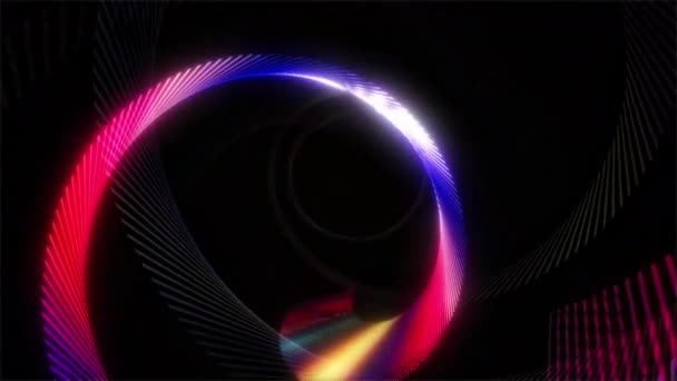 Neon Light Tunnel Travel Animation 인터넷 데이터베이스 움직임 회전을 추상적 — 비디오