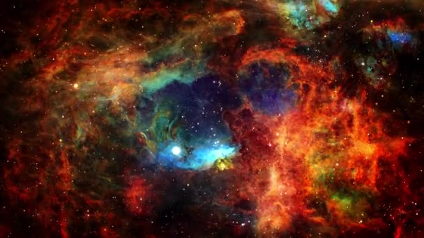 Eksplorasi Luar Angkasa Penerbangan Luar Angkasa Nebula Emisi Masif Lobster — Stok Video