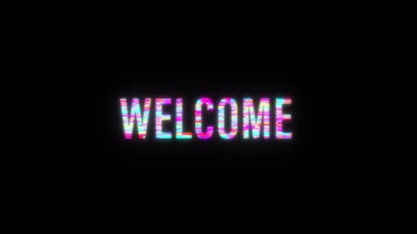 Welcome Colorful Glitch Text Effect Flash Animation Loop Flicker Light — Stock Video