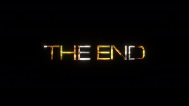 End Cinematic Trailer Title End Golden Text Black Background Flashing — Stock Video