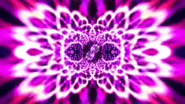 3D紫色抽象背景 点数字运动光和粒子催眠背景 万花筒 Vj环路4K — 图库视频影像