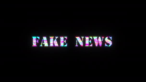 Animation Von Fake News Bunten Glitch Text Effekt Flash Animation — Stockvideo