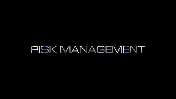 Animering Risk Management Filmatiserad Trailer Titel Silver Text Med Svart — Stockvideo