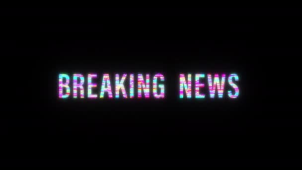 Animazione Breaking News Effetto Testo Glitch Colorato Loop Animazione Flash — Video Stock