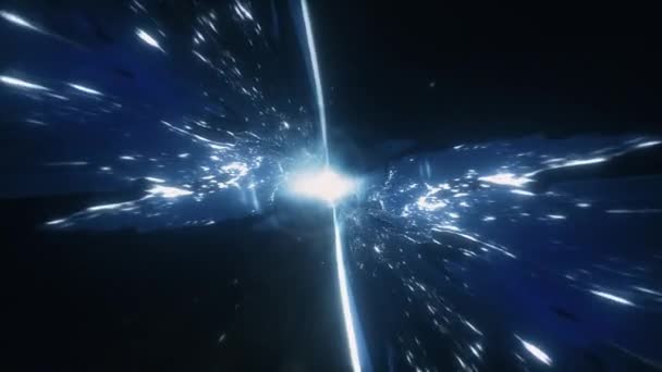 Cahaya Biru Misteri Suar Plasma Terowongan Energi Sci Terbang Terowongan — Stok Video