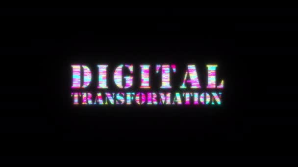 Transformación Digital Efecto Texto Glitch Colorido Bucle Animación Tubo Con — Vídeos de Stock