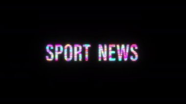 Spor Haberleri renkli metin kelimesi hatalı metin efektli titreşimli ışık animasyon döngüsü. 4K 3D kusursuz Sport News arıza efekti unsuru, başlık pankartı. Renkli Oyun Konsolu Biçimi.