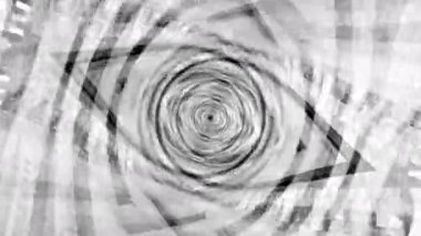 Soyut Bilim Kurgu Enerjisi Girdap Tüneli Kusursuz Döngü. Siyah ve beyaz daire parlayan ışık enerji tüneli. 4K 3D Bilimkurgu animasyonu. Parlak ışık Hitech teknolojisiyle hipnotik psikedelik girdap çemberleri..