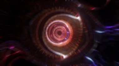 Soyut bilim kurgu, parlak kırmızı ışık renginde ileri teknoloji, hareket bulanıklığı olan HUD elementleri döndürüyor. Bilgisayar soyut hareket arkaplanı oluşturdu. Parlak neon hareket bulanıklığı ile kusursuz 3D görüntüleme canlandırması.