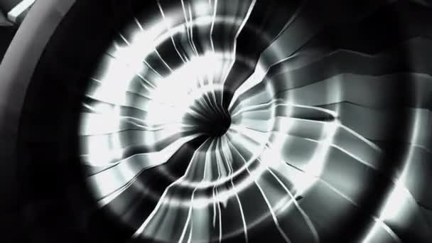 4Kアブストラクトアート同心円の単色アニメーションがシームレスなループを振動させる 黒と白の円は波状に脈動する サイケデリックなパターン 抽象的な形のアニメーション — ストック動画