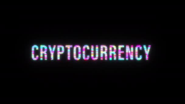 Cryptogeld Kleurrijke Glitch Teksteffect Buis Animatie Lus Met Flikkering Licht — Stockvideo