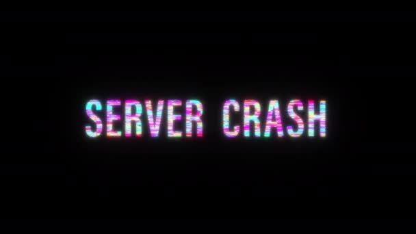 Server Crash Kleurrijke Glitch Teksteffect Buis Animatie Lus Met Flikkering — Stockvideo