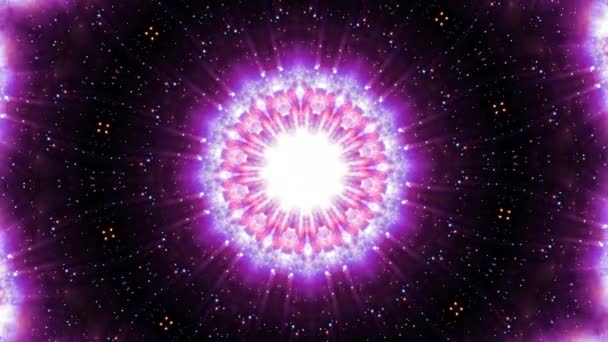 Αφηρημένη Βρόχο Fractal Λάμψη Ροζ Σχήμα Αστέρι Κίνησης Καλειδοσκόπιο Mandala — Αρχείο Βίντεο
