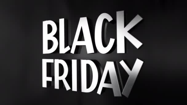 Black Friday Króm Szöveges Szó Repülő Animációs Hatás Animáció Black — Stock videók