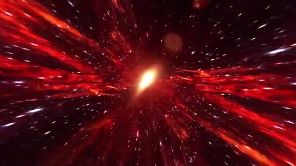 Kusursuz Döngü Uzay Zaman Girdabı Arka Planında Kırmızı Hiperuzay Tüneli — Stok video