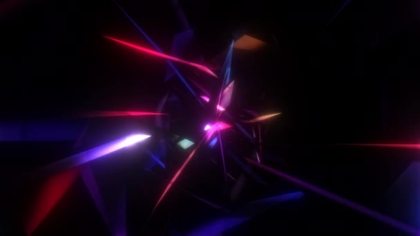 Loop Resplandor Abstracto Rosa Púrpura Caos Triángulo Moviéndose Animación Túnel — Vídeo de stock