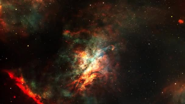 Διάστημα Ταξιδεύει Στο Διάστημα Προς Έναν Λαμπερό Γαλαξία Κινούμενο Σχέδιο — Αρχείο Βίντεο