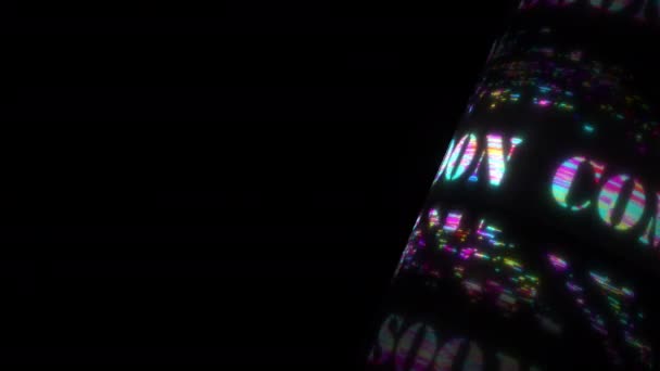 Coming Soon Πολύχρωμο Κείμενο Λέξη Flicker Φως Animation Βρόχο Σωλήνα — Αρχείο Βίντεο