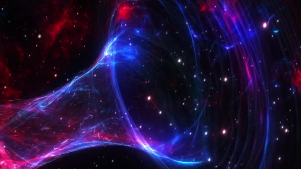 Abstract Hyperspace Tunnel Colorful Vivid Dark Blue Red Pink Space — Stock Video