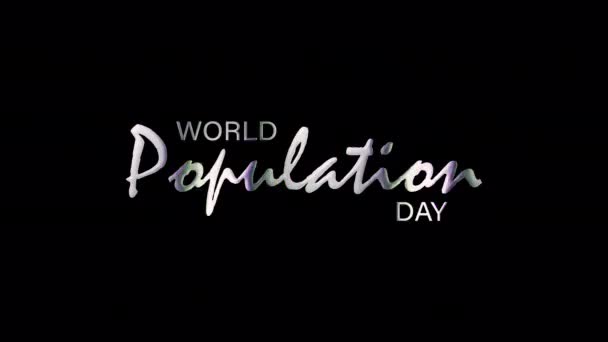 Παγκόσμια Ημέρα Πληθυσμού Glitch Effect Title Εικονογράφηση Απομονωμένη Λέξη Παγκόσμια — Αρχείο Βίντεο