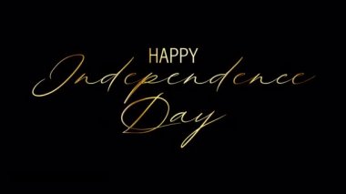 Işık efektli Bağımsız Gün altın metni alfa kanalı Quicktime Prores 444 ile izole edildi. 4K 3D kusursuz döngü tipografi tasarımı. Bağımsız Gün metin efekti öğesi. 