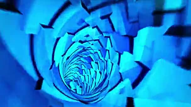 Abstrakte Blau Leuchtende Futuristische Fliegende Lichteffekte Höhle Futuristische Leuchtend Blauer — Stockvideo