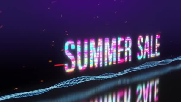 Animace Summer Prodej Barevné Textové Slovo Blikání Světlo Animace Smyčka — Stock video