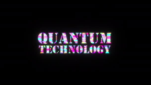 Quantum Technology Renkli Metin Sözcüğü Hatalı Metin Efektiyle Titrek Işık — Stok video