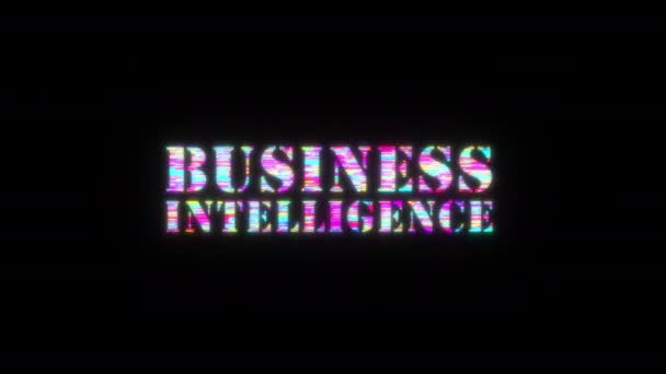 Business Intelligence Barevné Textové Slovo Blikání Světlo Animace Smyčka Chybovým — Stock video