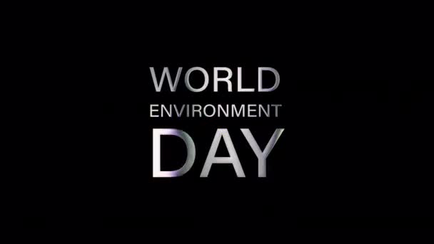 Zwart Wit Woord Van World Environment Day Glitch Effect Title — Stockvideo