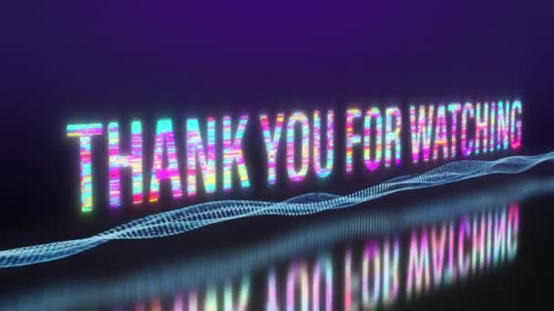 Animatie Van Thank You Watching Kleurrijke Tekst Woord Flikkering Licht — Stockvideo